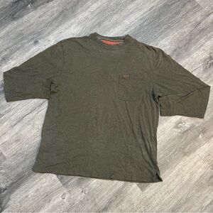Pendleton Men’s Medium 100% Cotton Long Sleeve Knit Shirt Olive Green Pocket Tee